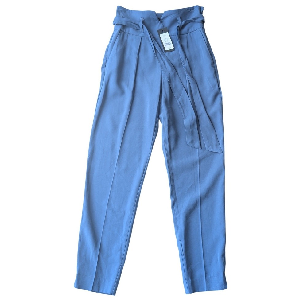 NWT DYNAMITE GISELE STRAIGHT High Waist Belted Twill‎ Pant True Navy TP XS